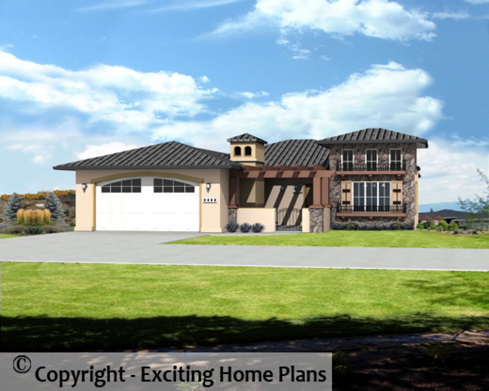 House Plan E1409-10 Front 3D View