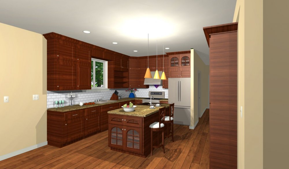 House Plan E1204-10 Interior Kitchen 3D Area