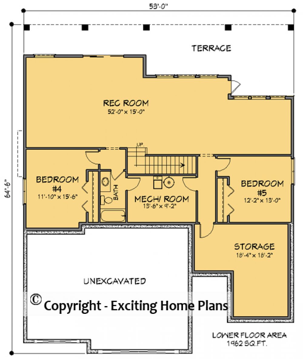 House Plan E1738-10 Lower Floor Plan