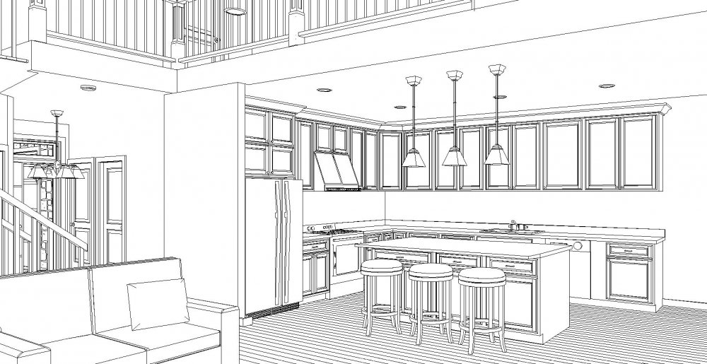 House Plan E1714-10M  Interior Kitchen 3D Area