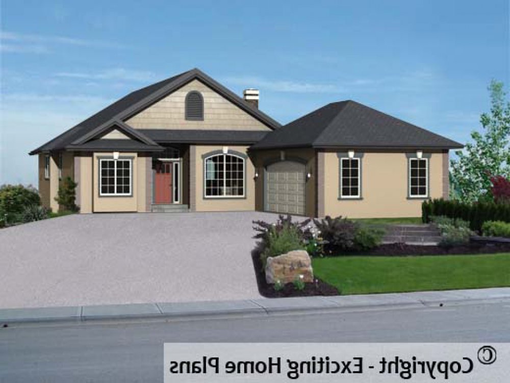 House Plan E1238-10 Exterior 3D View REVERSE