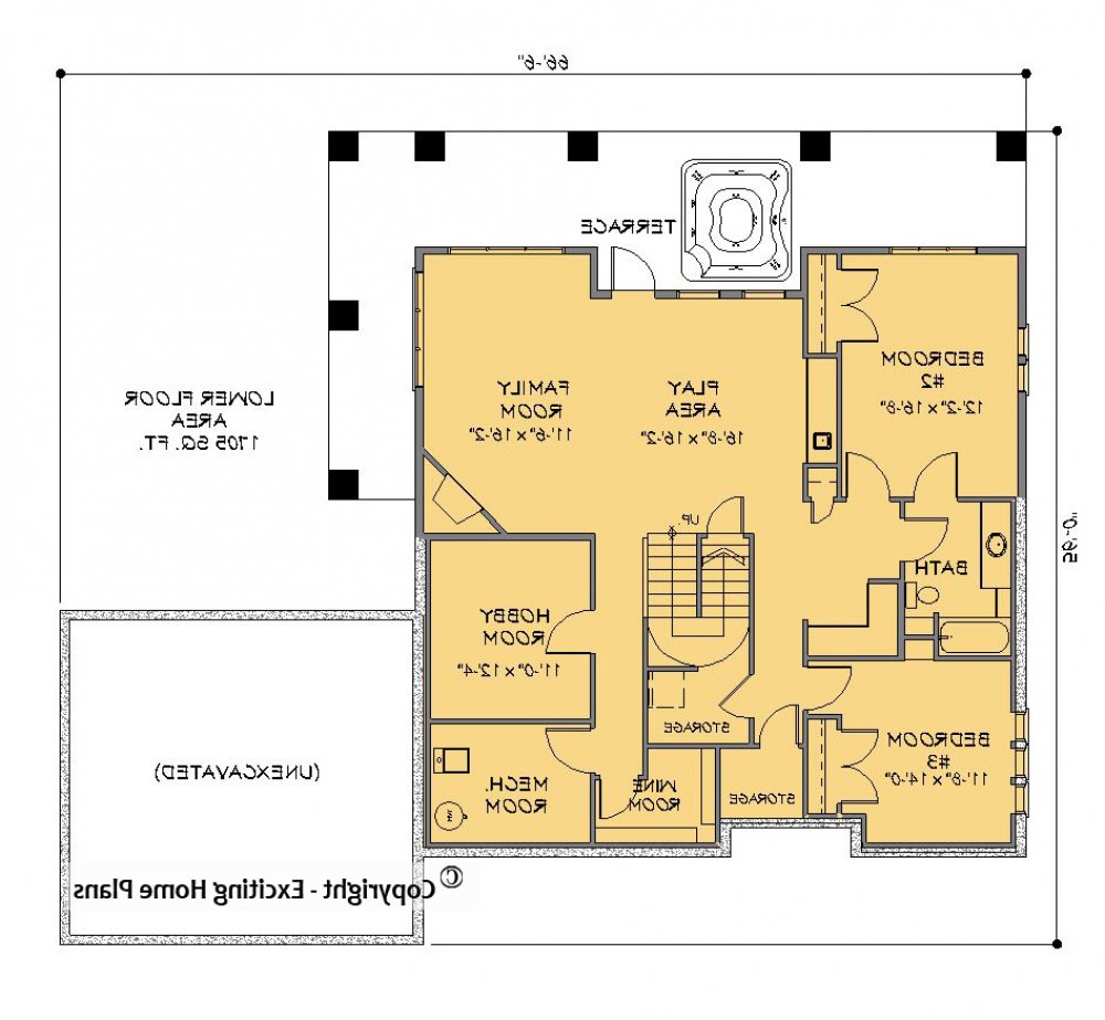 House Plan E1324-10 Lower Floor Plan REVERSE