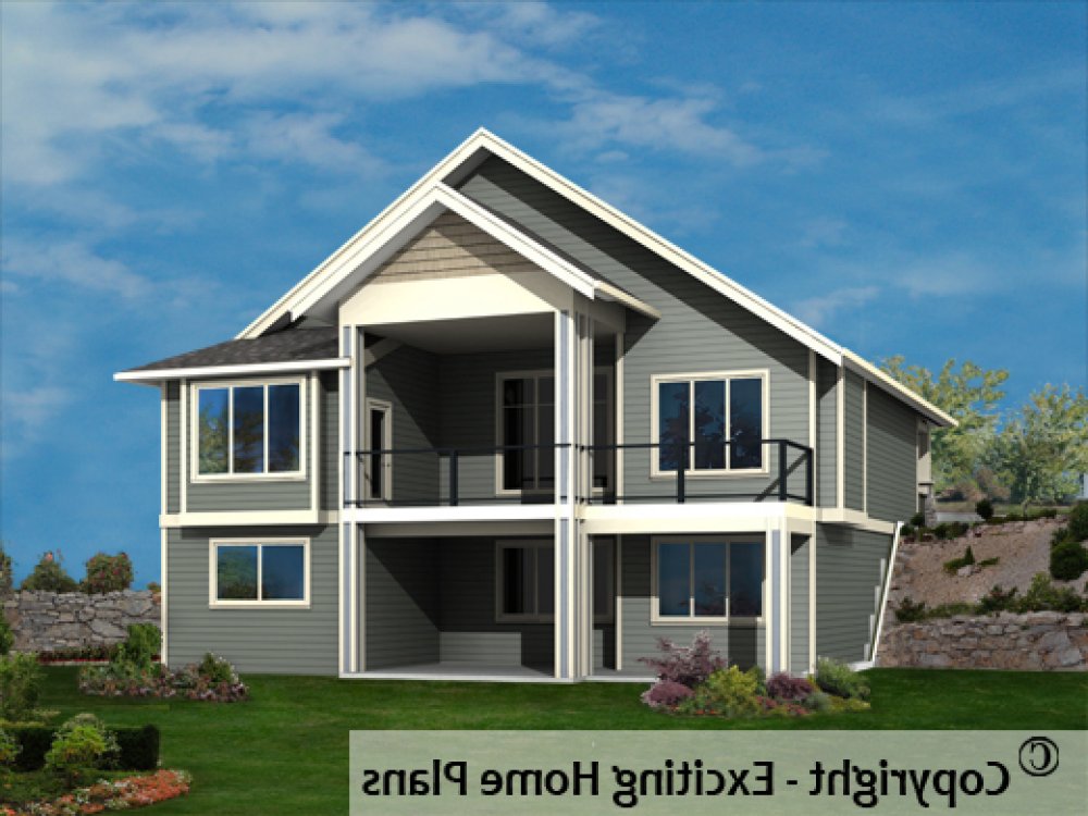 House Plan E1576-10 Rear 3D View REVERSE