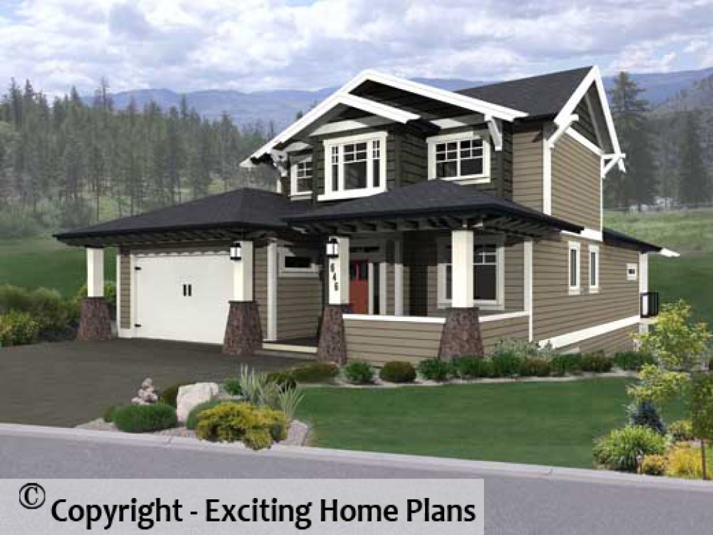 House Plan E1201-10 Exterior 3D View