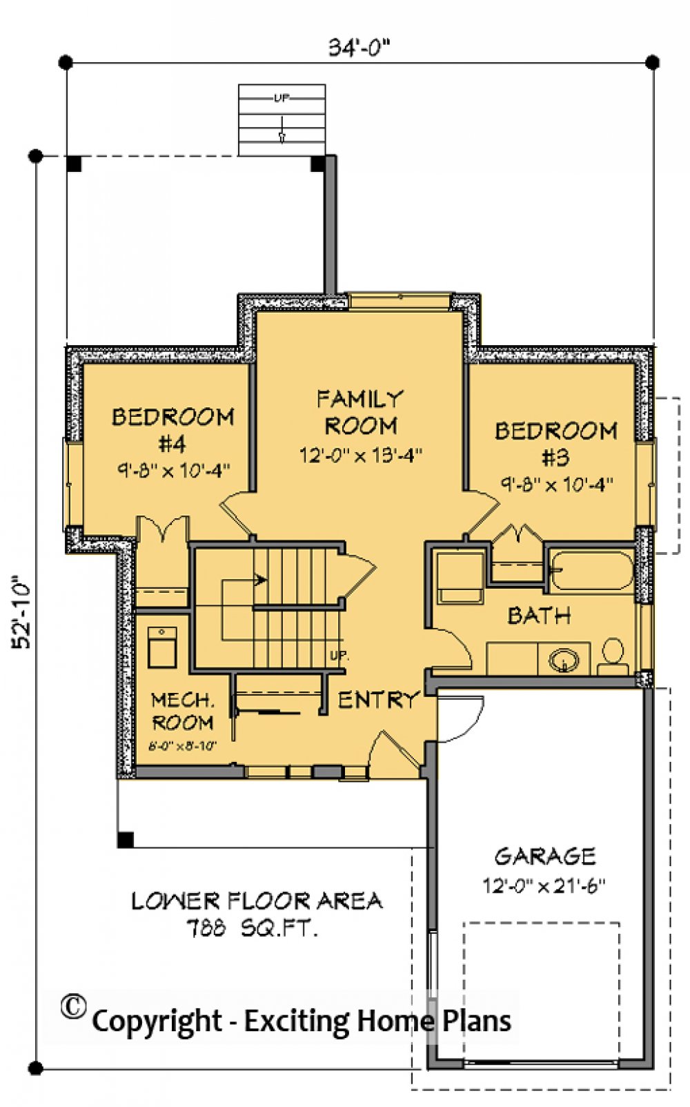 House Plan E1723-10  Lower Floor Plan