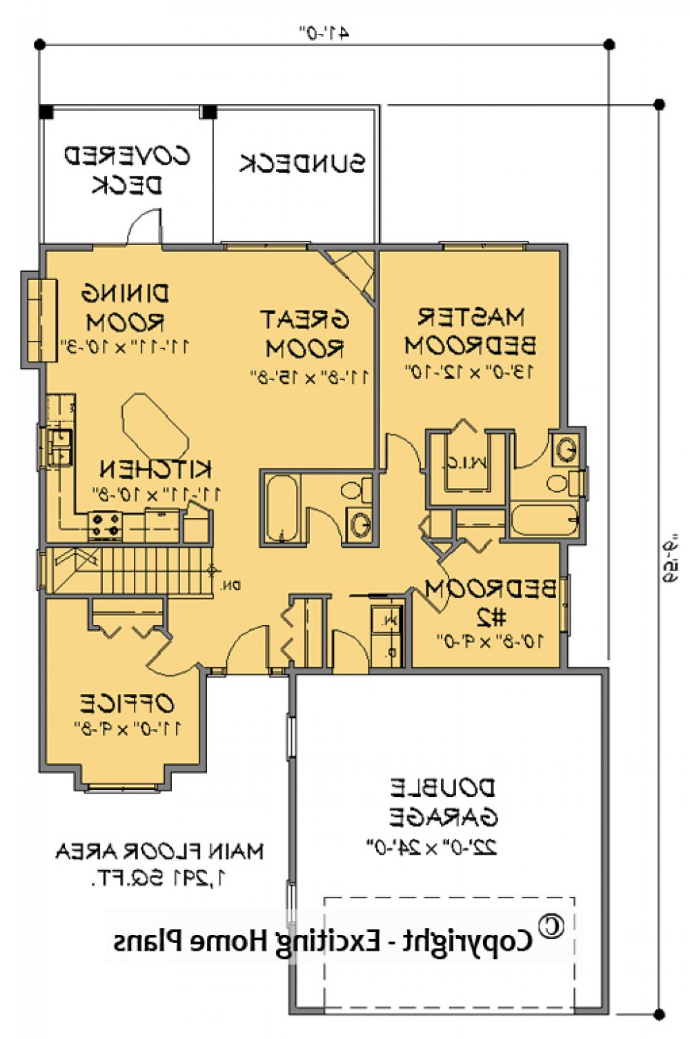 House Plan E1168-10 Main Floor Plan REVERSE