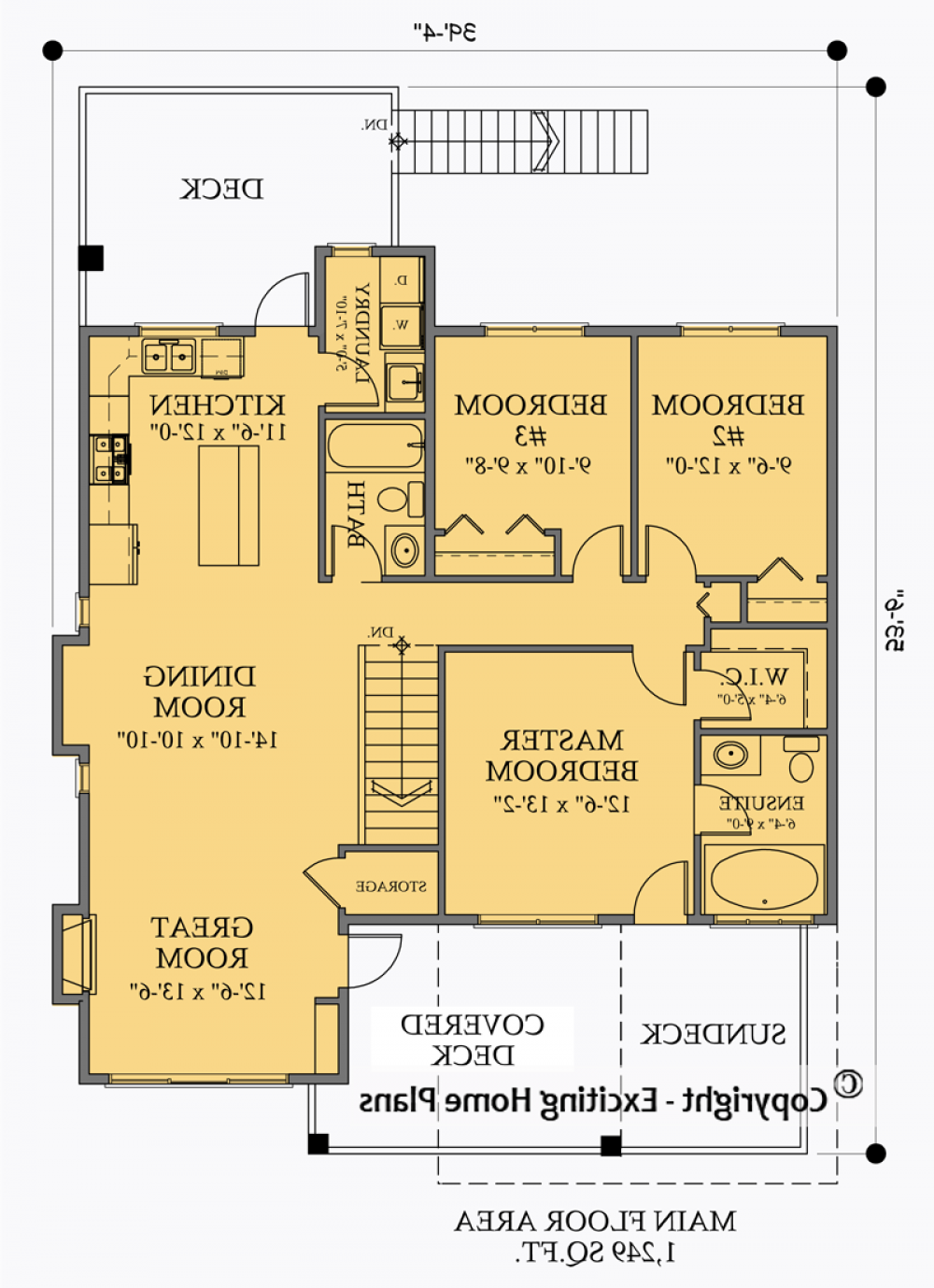 House Plan E1042-10 Main Floor Plan REVERSE