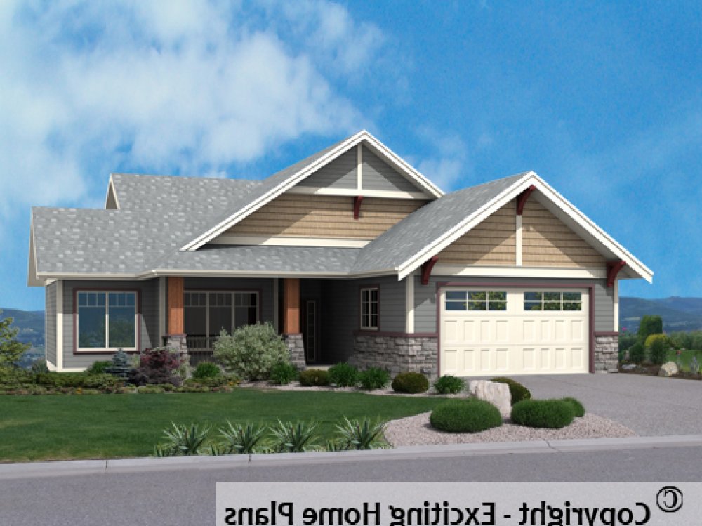 House Plan E1719-10 Front 3D View REVERSE