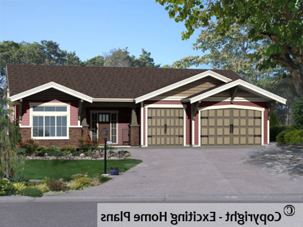 House Plan E1587-10 Front 3D View REVERSE