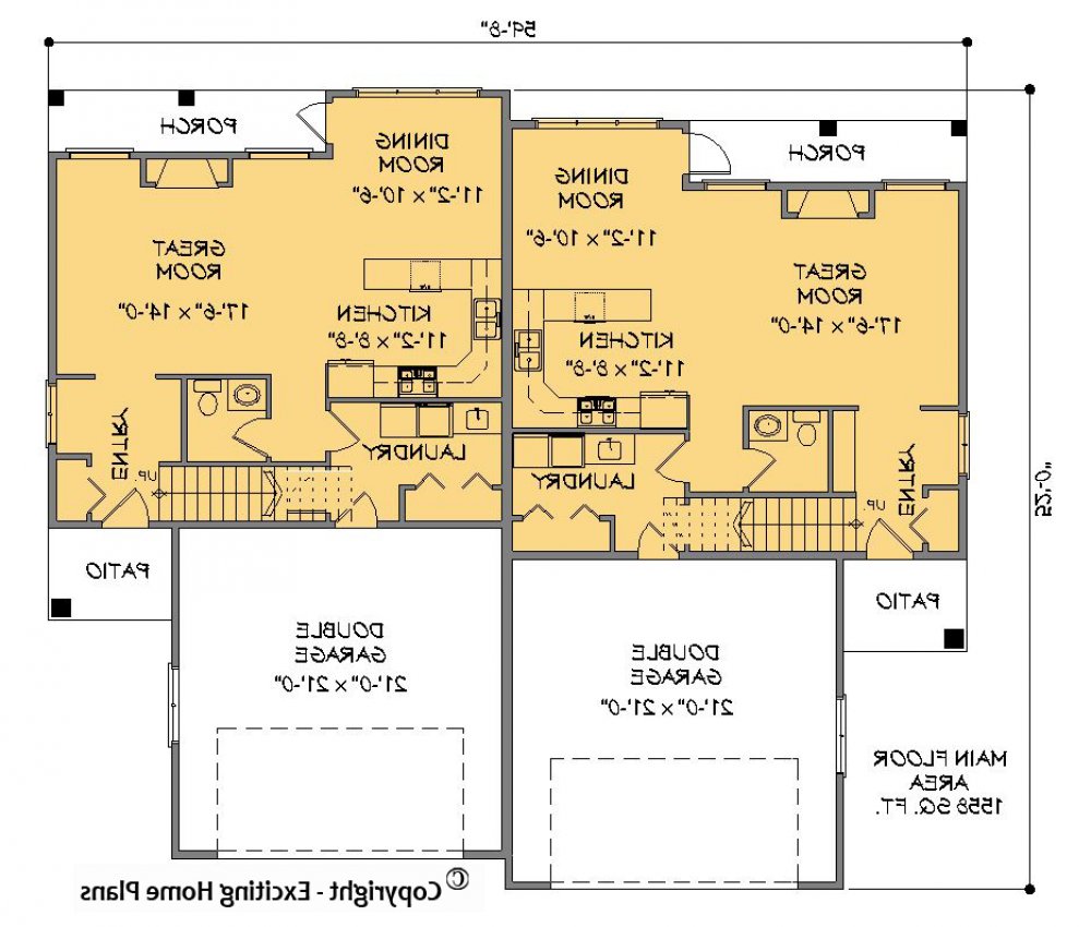 House Plan E1370-10 Main Floor Plan REVERSE