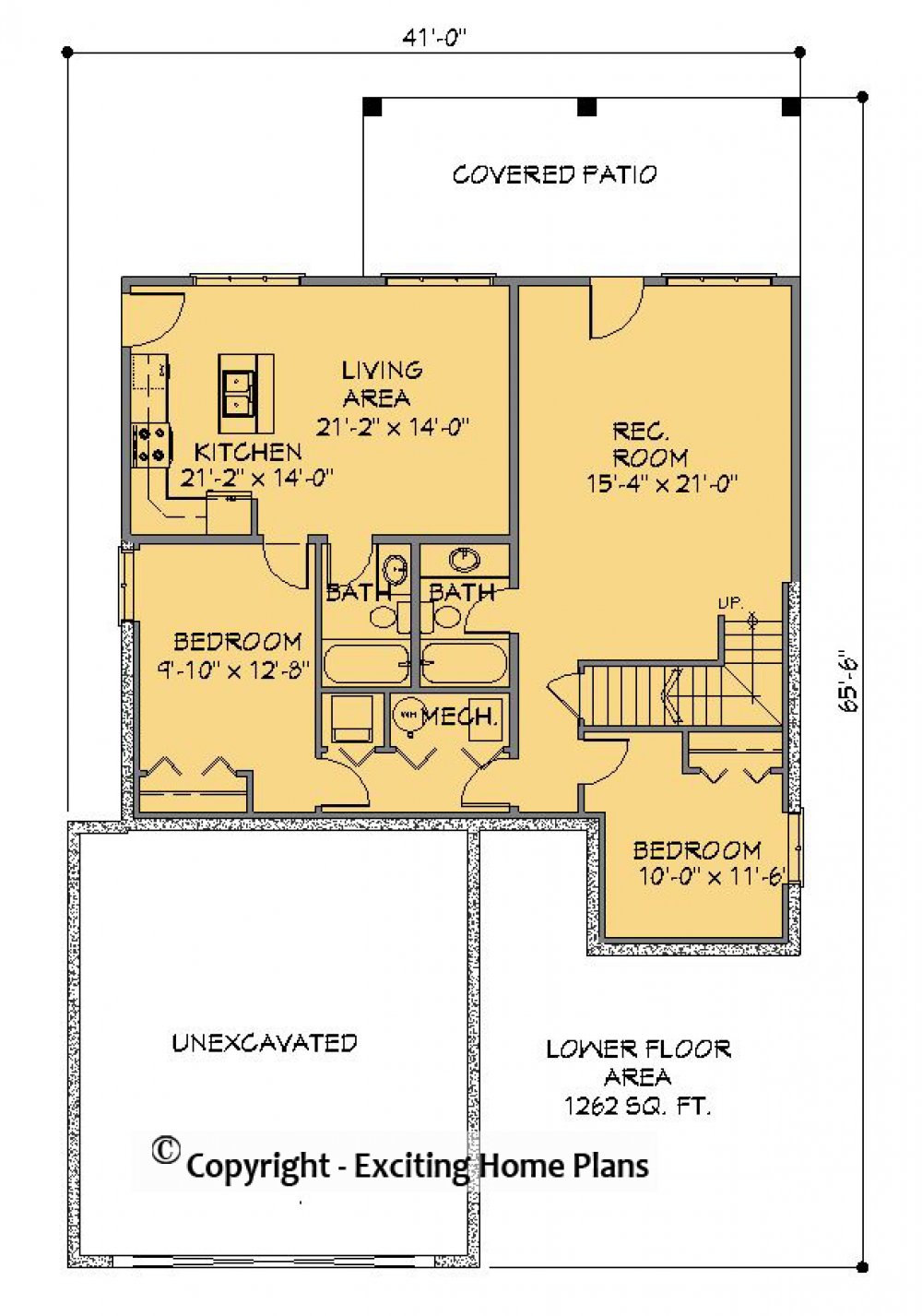 House Plan E1582-10  Lower Floor Plan