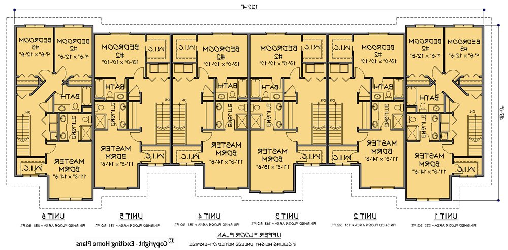 House Plan E1528-10 Upper Floor Plan REVERSE