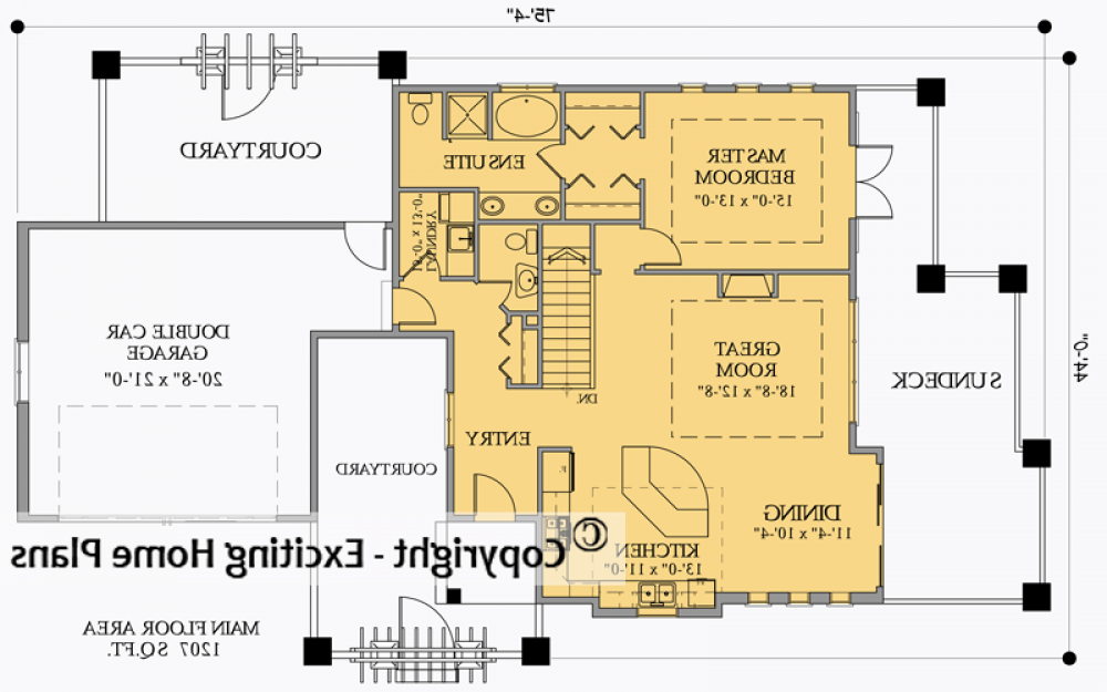 House Plan E1022-10 Main Floor Plan REVERSE