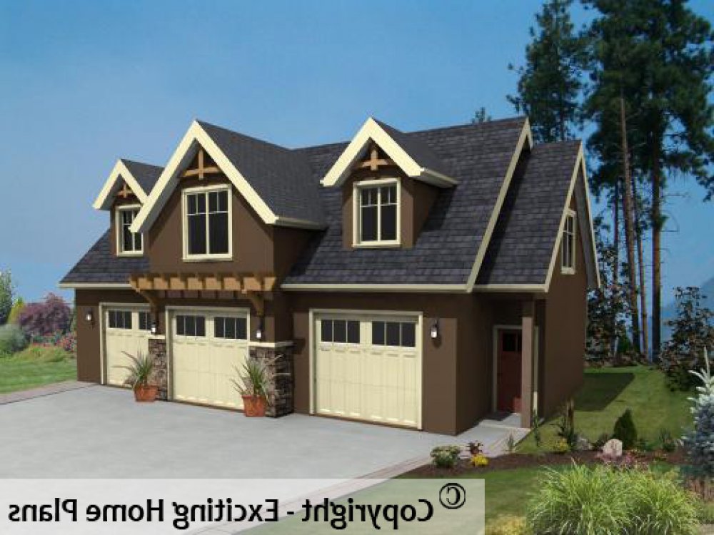 House Plan E1220-10 Exterior 3D View REVERSE