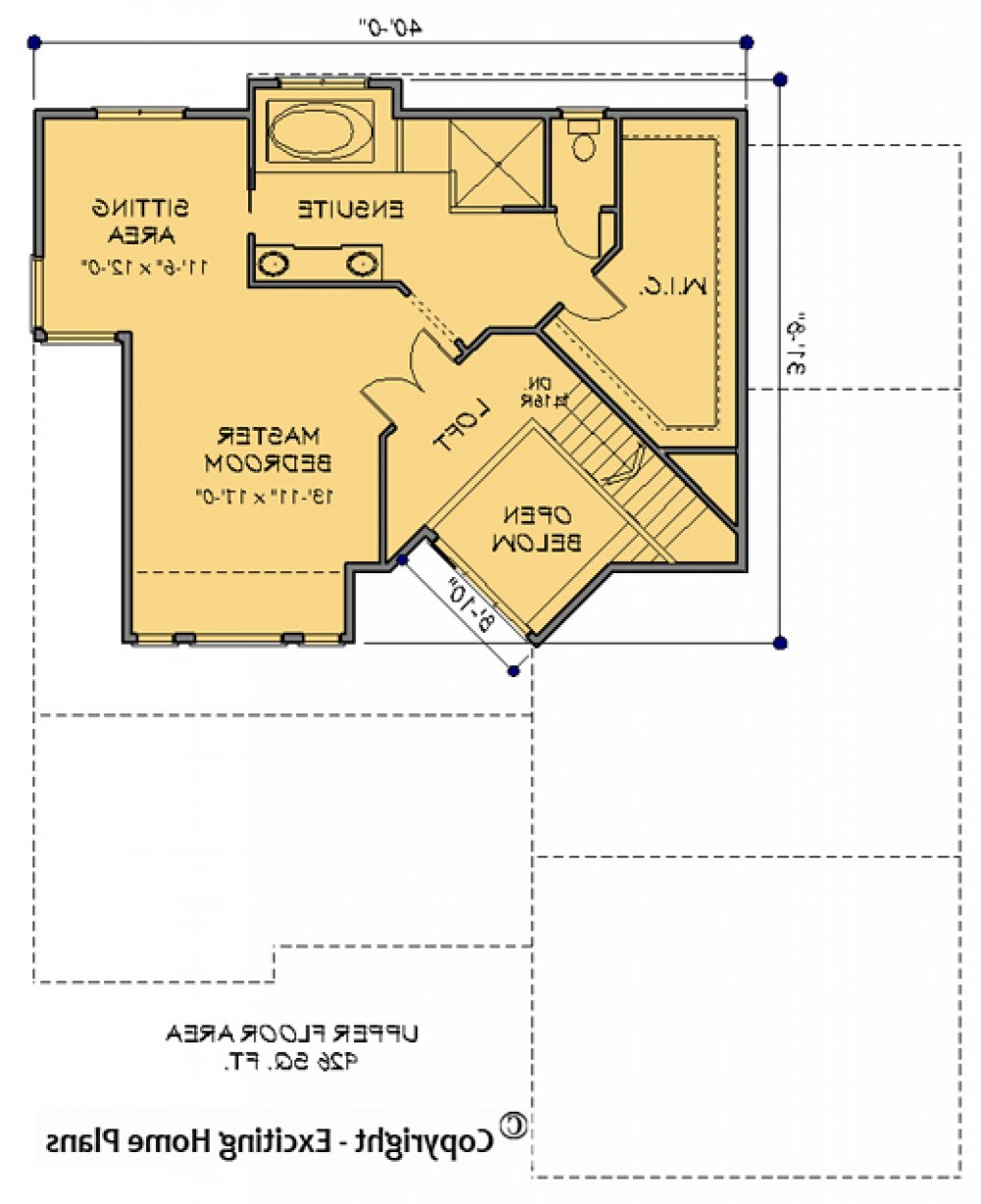 House Plan E1070-10 Upper Floor Plan REVERSE