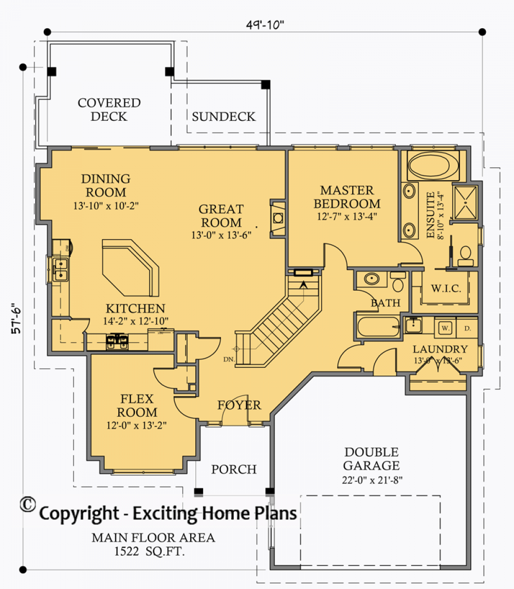 House Plan E1015-10 Main Floor Plan