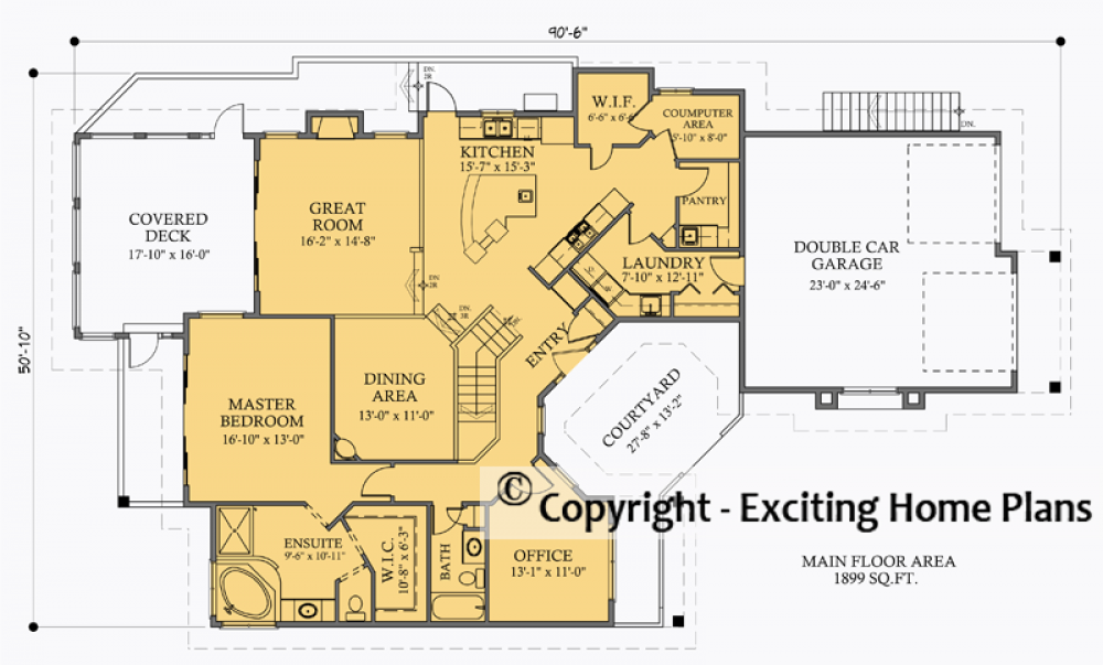 House Plan E1020-10 Main Floor Plan