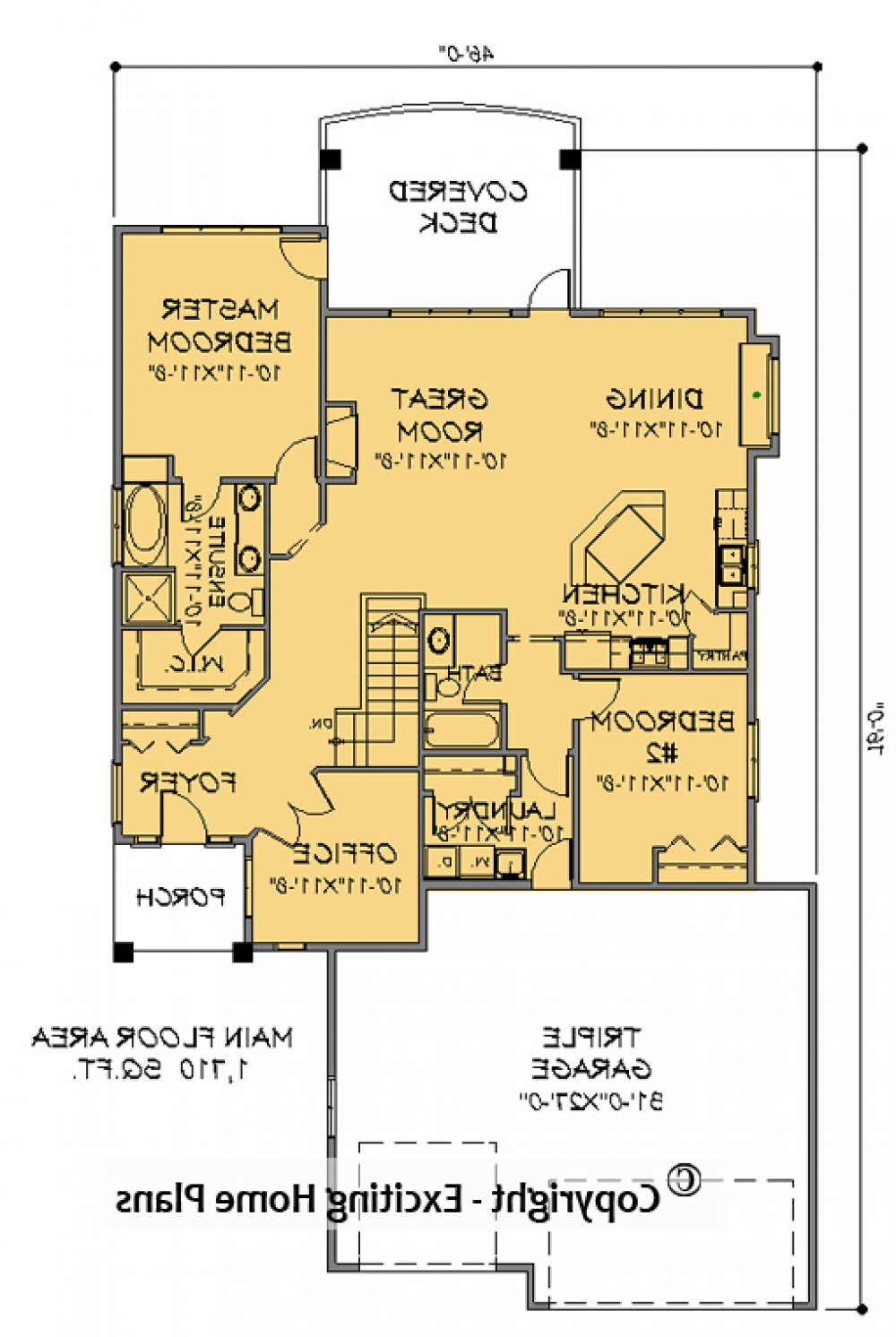 House Plan E1140-10 Main Floor Plan REVERSE