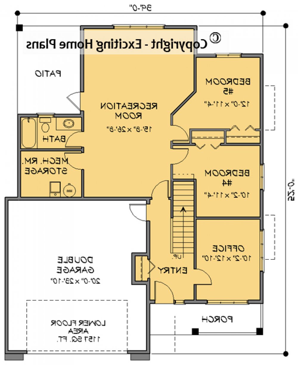 House Plan E1686-10 Lower Floor Plan REVERSE