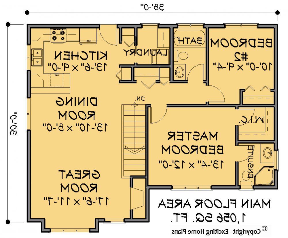 House Plan E1314-10 Main Floor Plan REVERSE