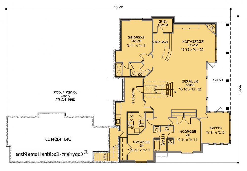House Plan E1348-10 Lower Floor Plan REVERSE