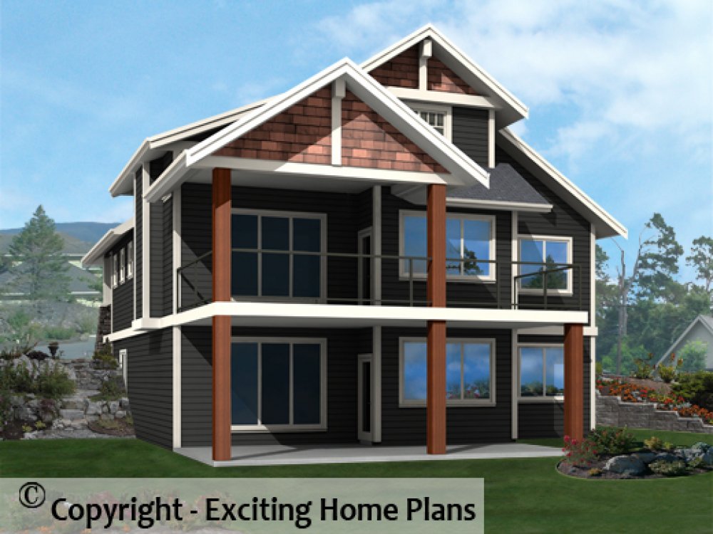 House Plan E1461-10 Rear 3D View