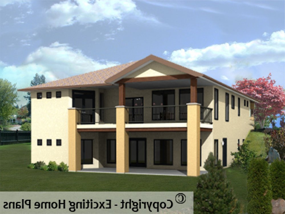 House Plan E1088-10 Rear 3D View REVERSE