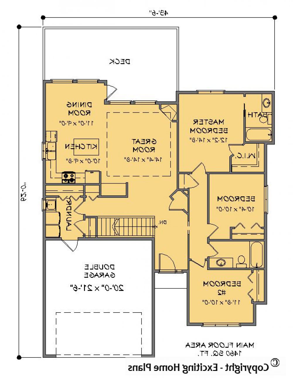 House Plan E1579-10  Main Floor Plan REVERSE