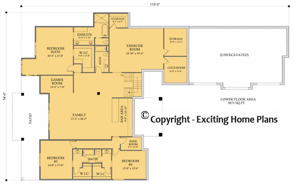 House Plan E1771-10 - Steele - Lower Floor Plan