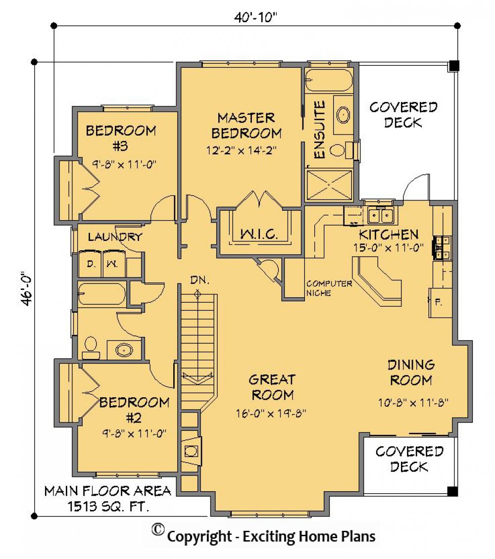 House Plan E1267-10 Main Floor Plan