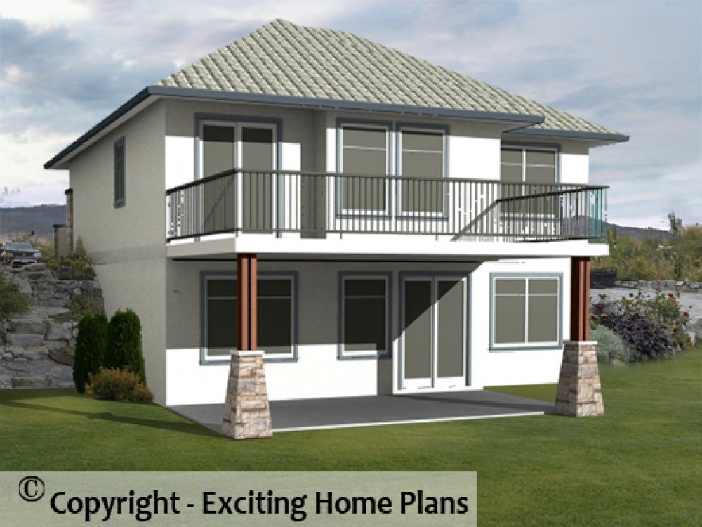 House Plan E1136-10 Rear 3D View
