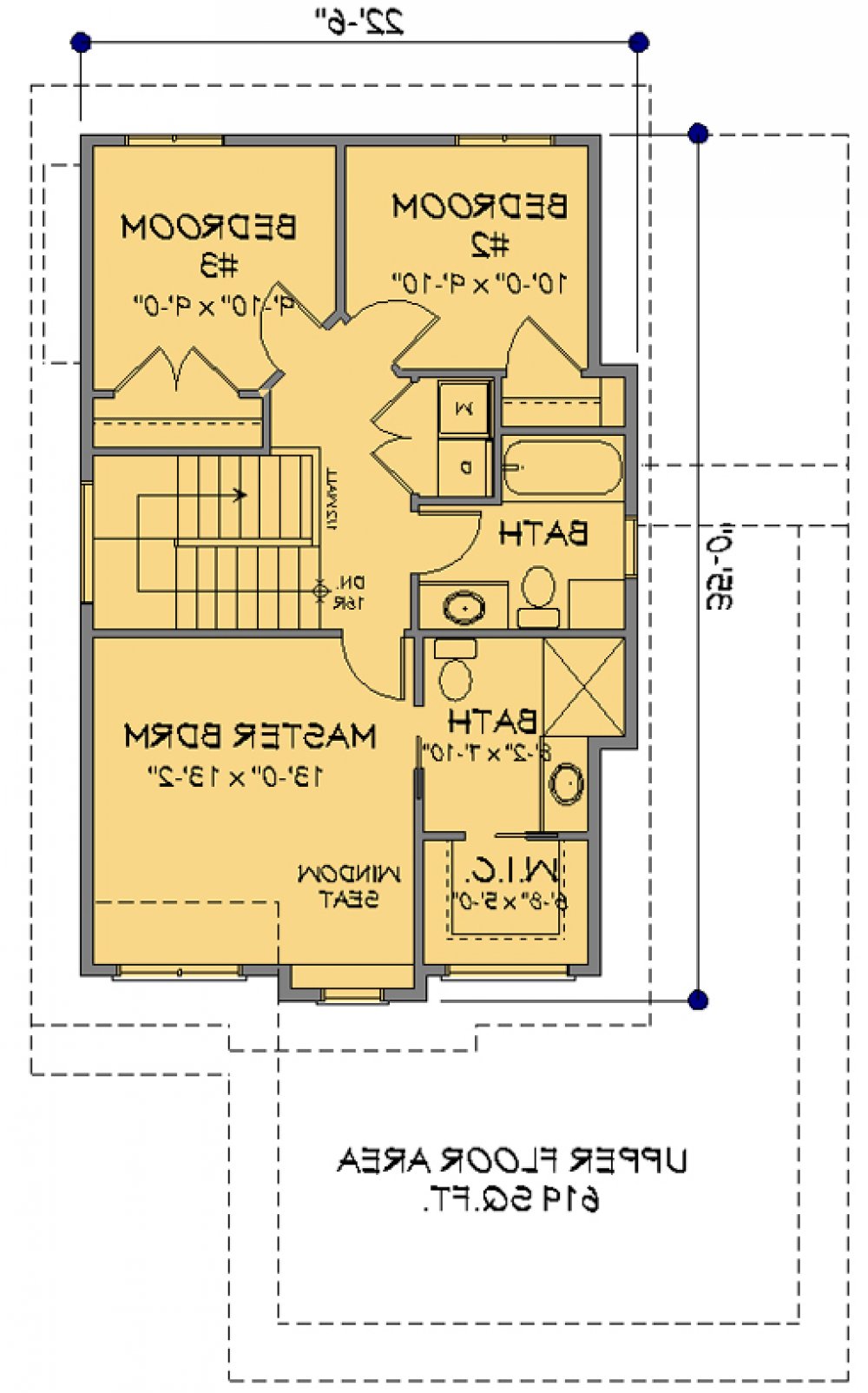 House Plan E1737-10 Upper Floor Plan REVERSE