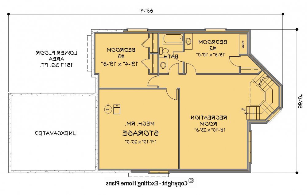 House Plan E1228-10  Lower Floor Plan REVERSE