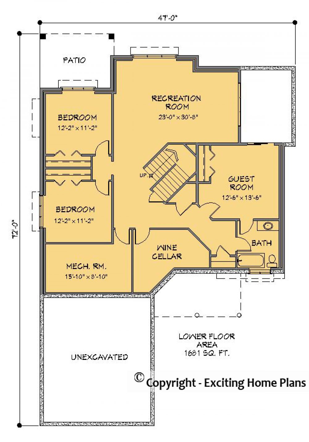 House Plan E1636-10 – Lower Floor Plan