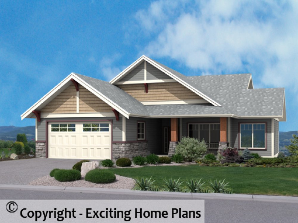 House Plan E1719-10 Front 3D View