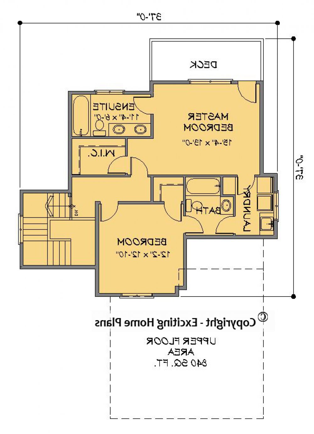House Plan E1496-10 Upper Floor Plan REVERSE