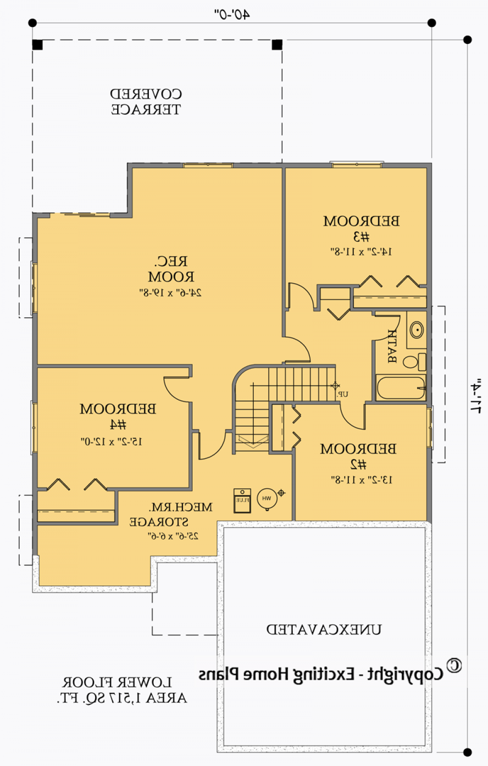 House Plan E1052-10 Lower Floor Plan REVERSE