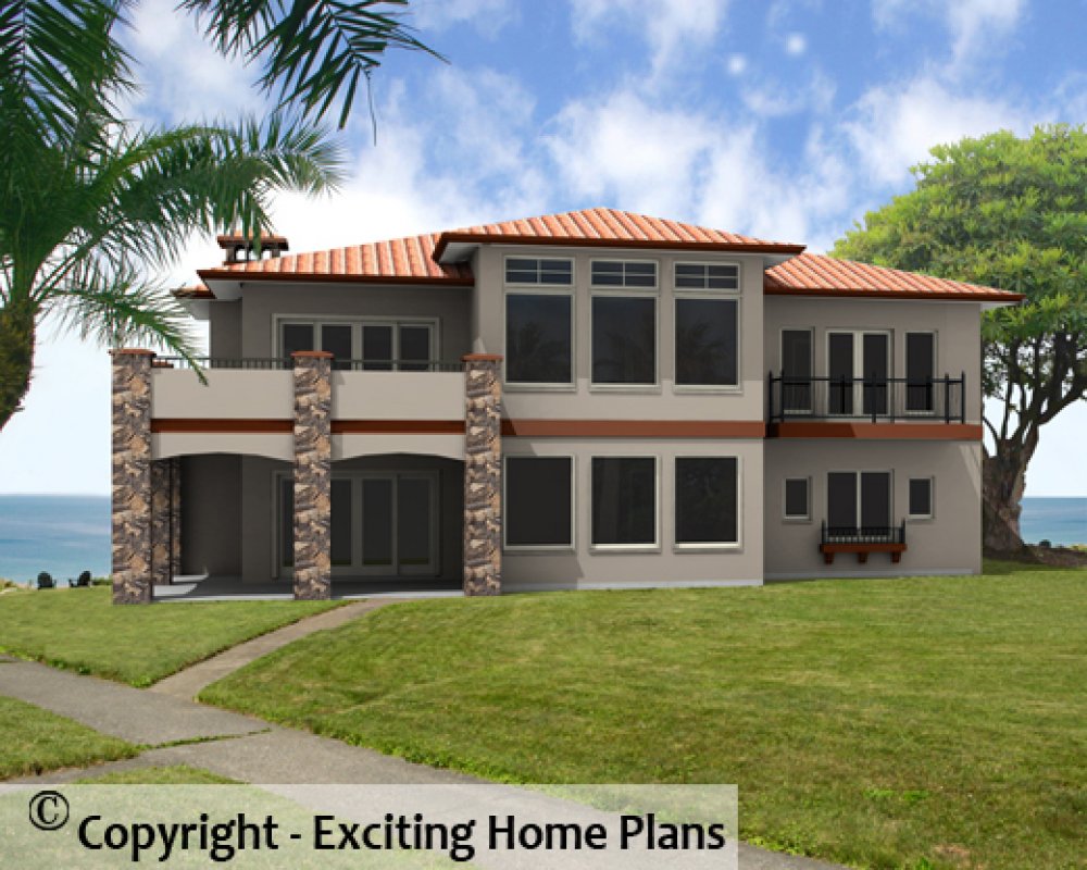 House Plan E1420-10  Rear 3D View