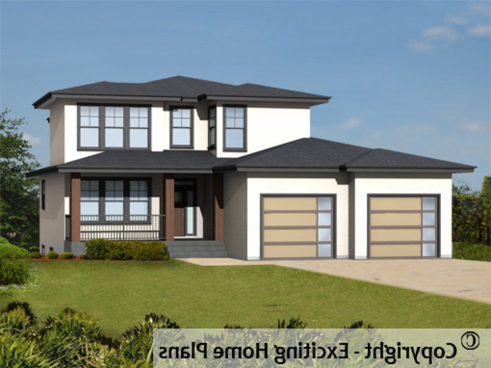 House Plan E1712-10  Front 3D View REVERSE jpg