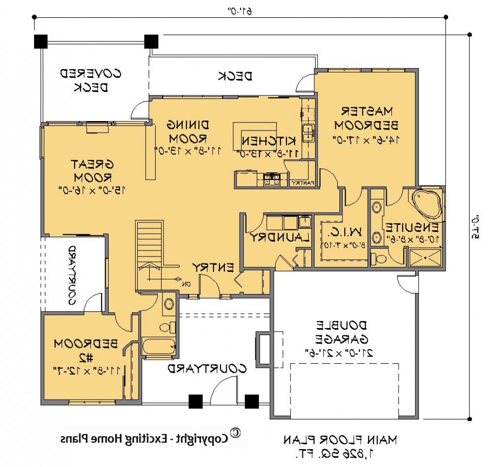 House Plan E1417-10 Main Floor Plan REVERSE