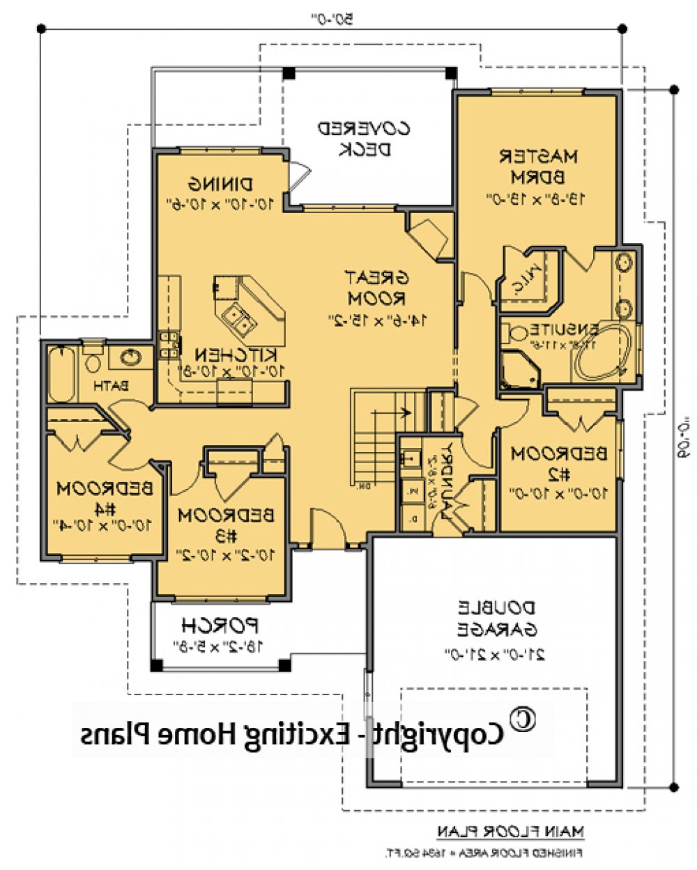 House Plan E1719-10 Main Floor Plan REVERSE
