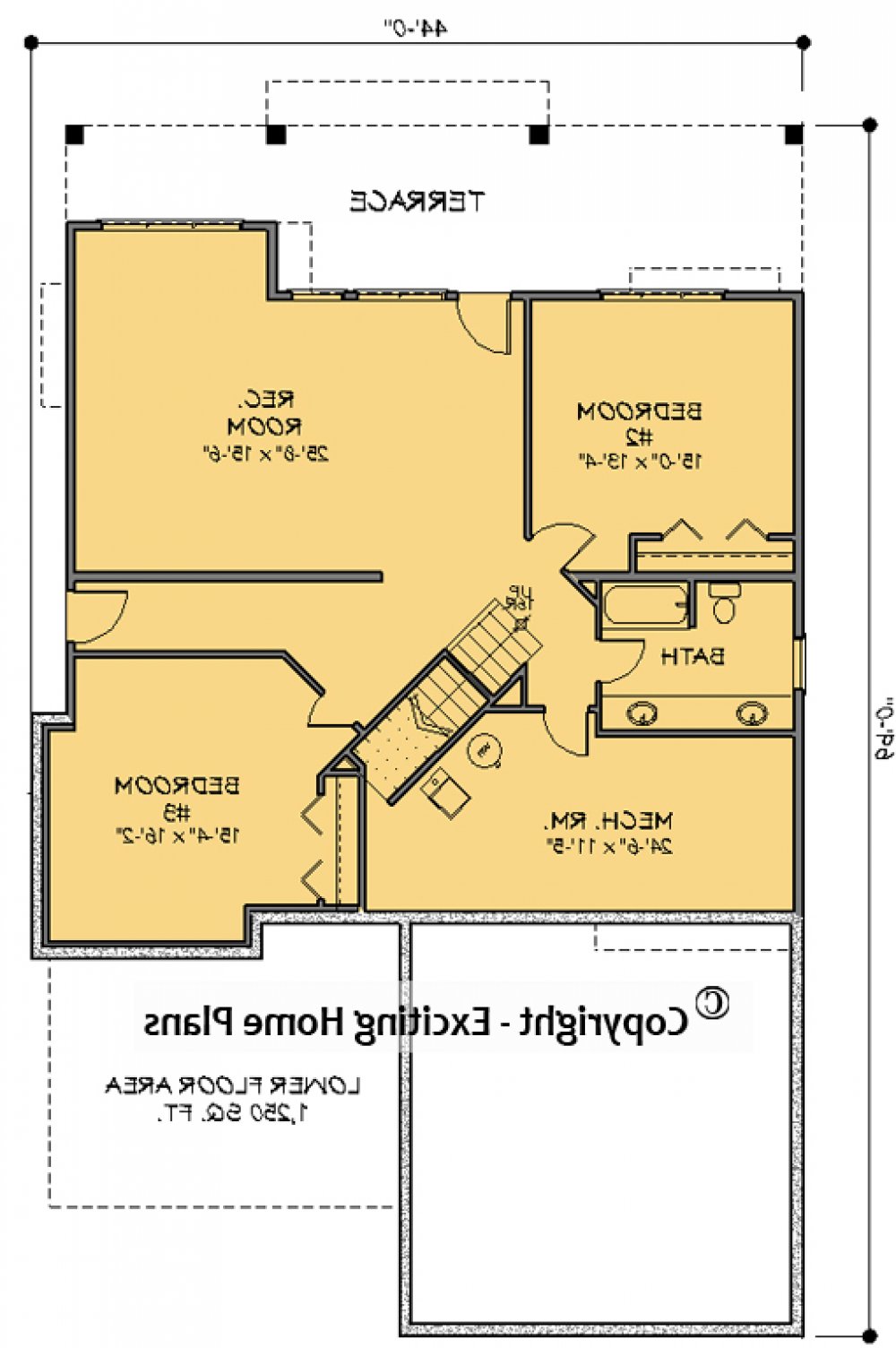 House Plan E1678-10 Lower Floor Plan REVERSE