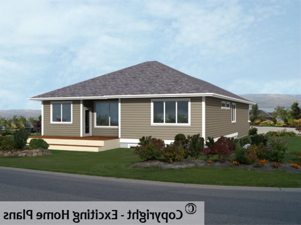 House Plan E1518-10 Rear 3D View REVERSE