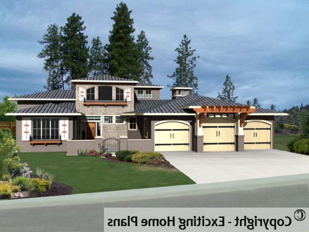 House Plan E1172-10 Exterior 3D View REVERSE
