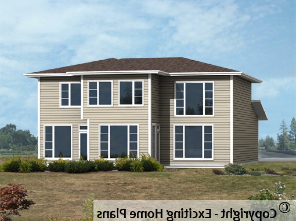 House Plan E1714-10 Rear 3D View REVERSE