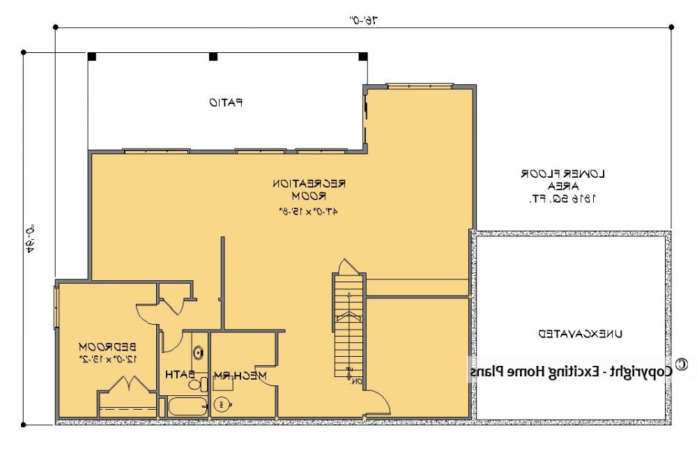 House Plan E1468-10 Lower Floor Plan REVERSE