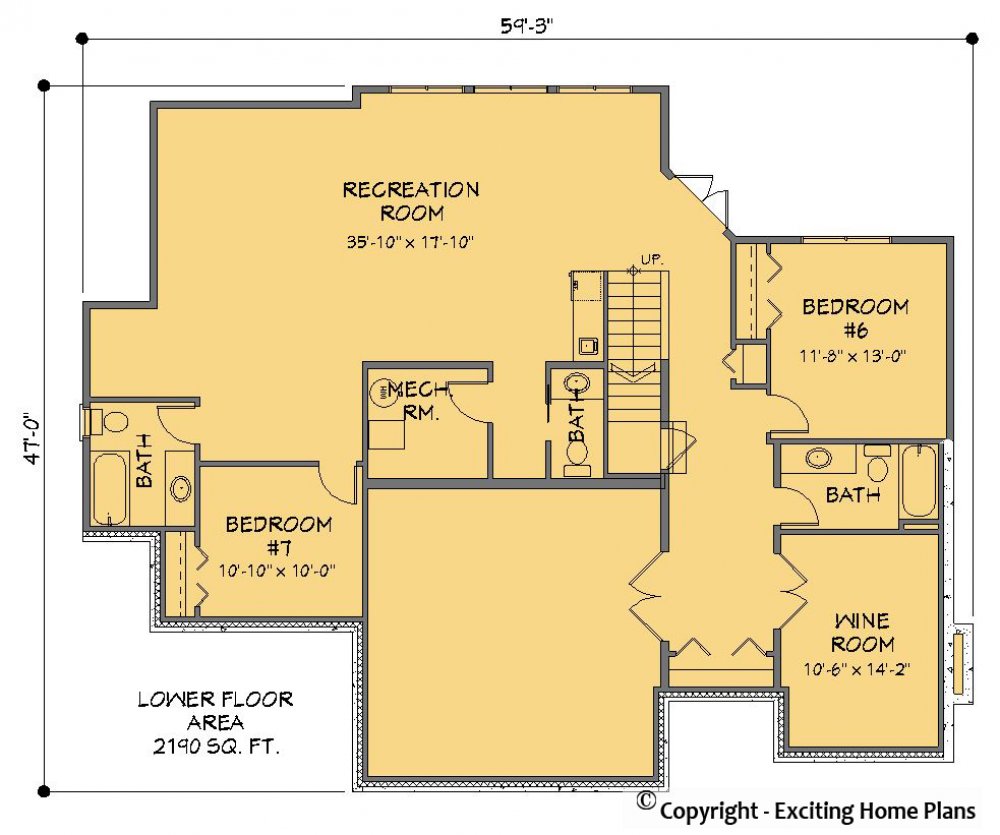 House Plan E1311-10  Lower Floor Plan