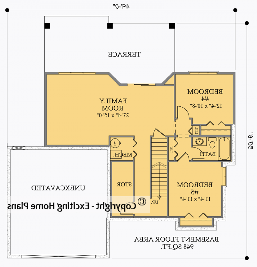 House Plan E1033-10 Lower Floor Plan REVERSE