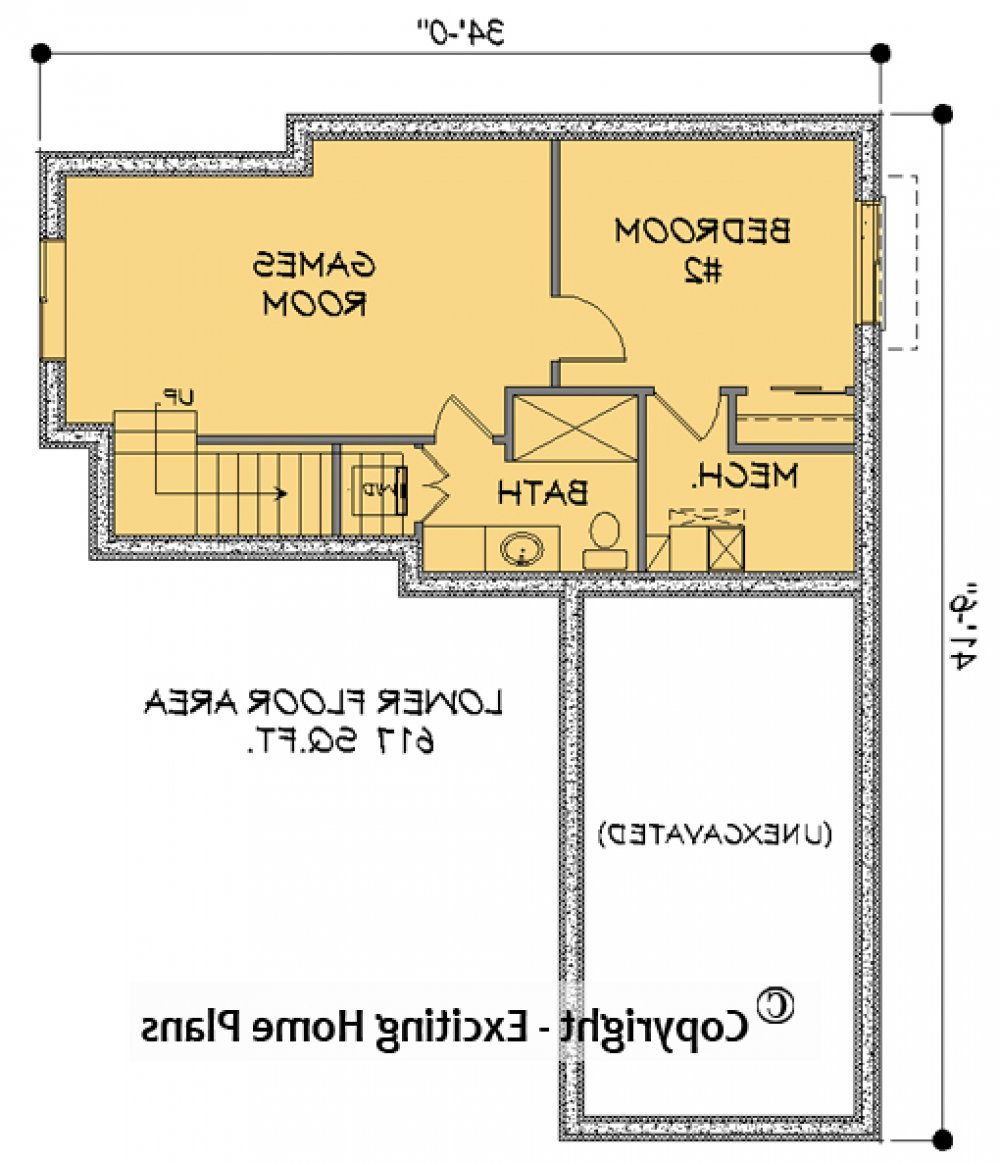 House Plan E1724-10  Lower Floor Plan REVERSE