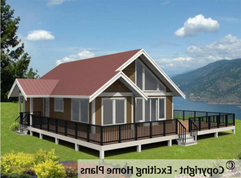 House Plan E1045-10 Exterior 3D View REVERSE